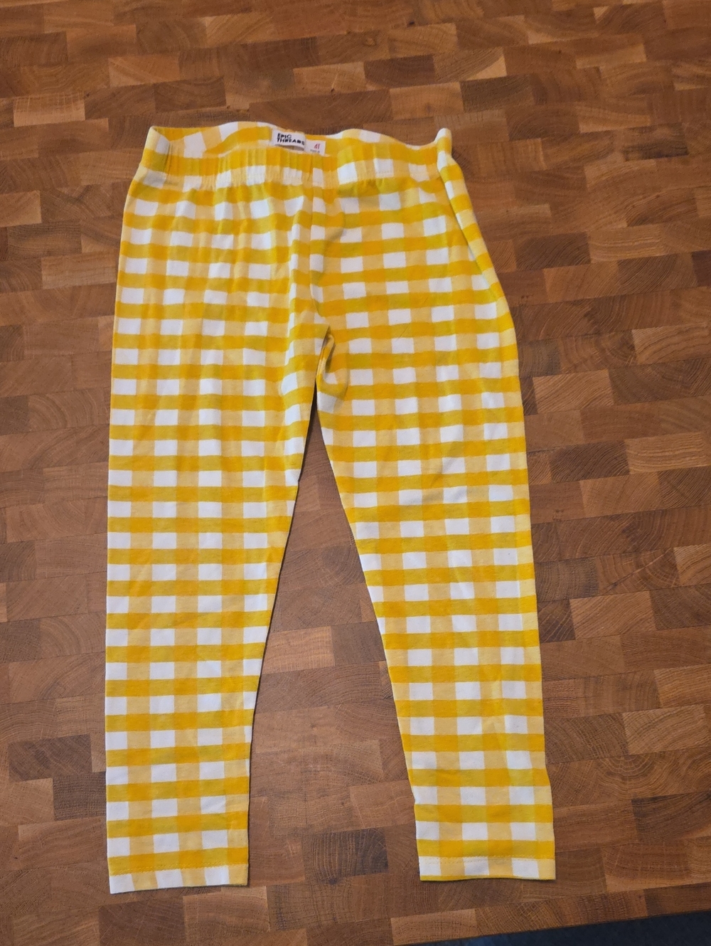 Epic Threads Yellow and White Gingham Kids Leggings